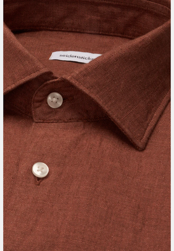 Slim Leinenhemd Uni in Braun | Seidensticker Onlineshop