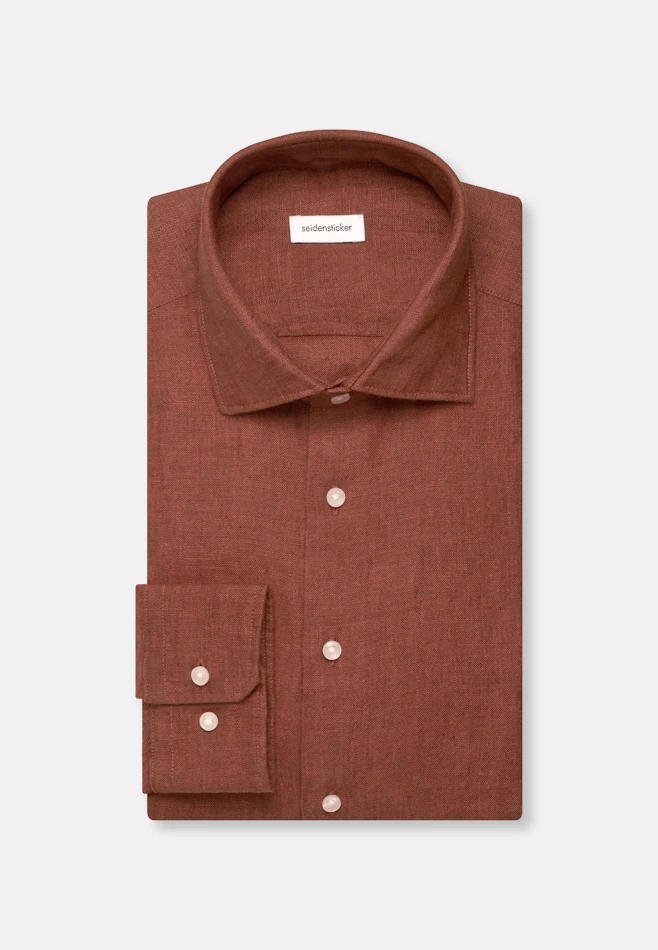 Slim Leinenhemd Uni in Braun | Seidensticker Onlineshop