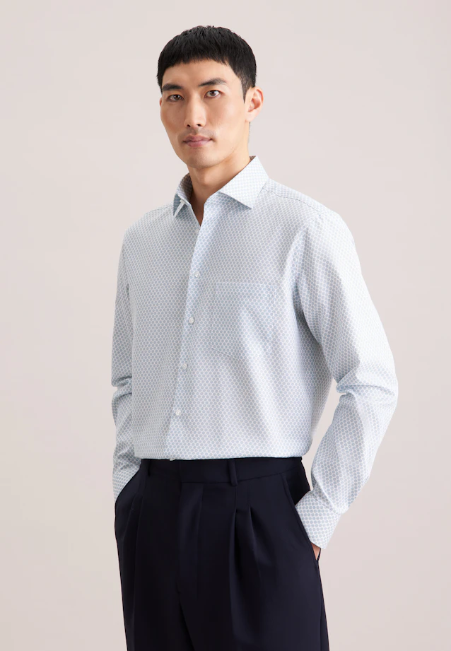 Comfort Business Hemd Druck in Türkis |  Seidensticker Onlineshop