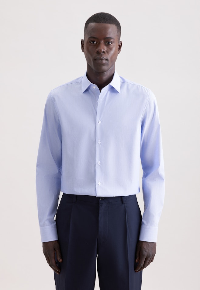 Slim Business Hemd Gestreift in Mittelblau | Seidensticker Onlineshop