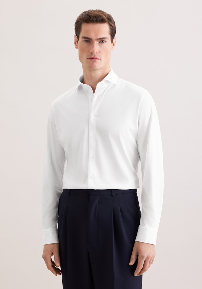 Slim Chemise en jersey Uni dans Blanc | Boutique en ligne Seidensticker