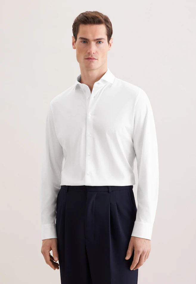 Slim Jersey shirt Uni in Weiß | Seidensticker online shop