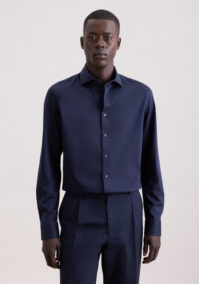 Slim Jerseyhemd Uni in Dunkelblau | Seidensticker Onlineshop
