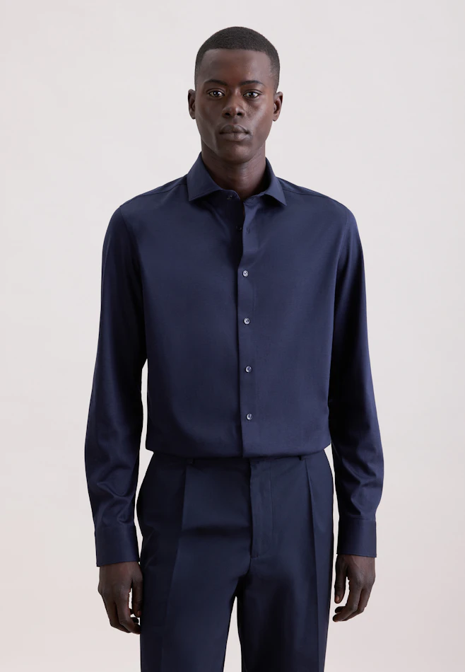 Slim Chemise en jersey Uni dans Bleu Foncé | Boutique en ligne Seidensticker