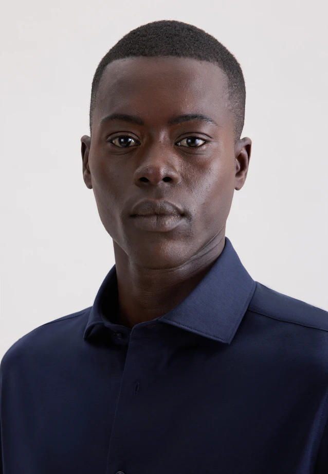 Slim Chemise en jersey Uni in Bleu Foncé |  Seidensticker Onlineshop