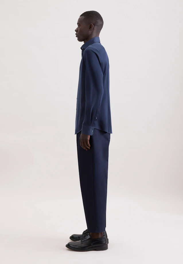 Slim Chemise en jersey Uni in Bleu Foncé |  Seidensticker Onlineshop