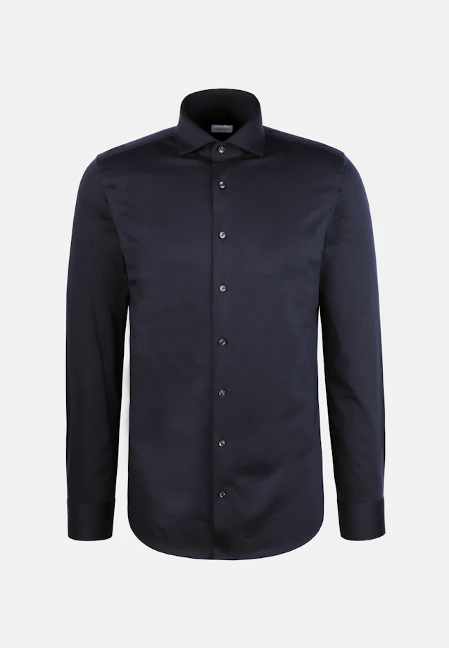 Slim Chemise en jersey Uni in Bleu Foncé |  Seidensticker Onlineshop