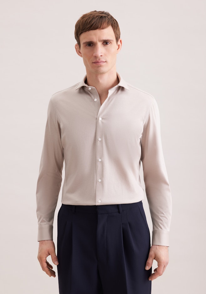Slim Jerseyhemd Uni in Beige | Seidensticker Onlineshop