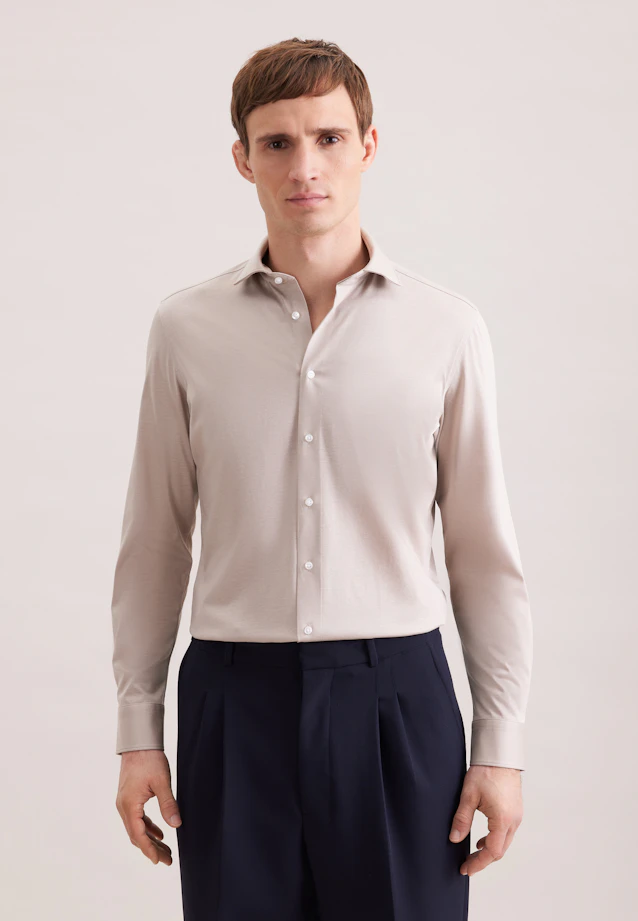 Slim Jerseyhemd Uni in Beige |  Seidensticker Onlineshop