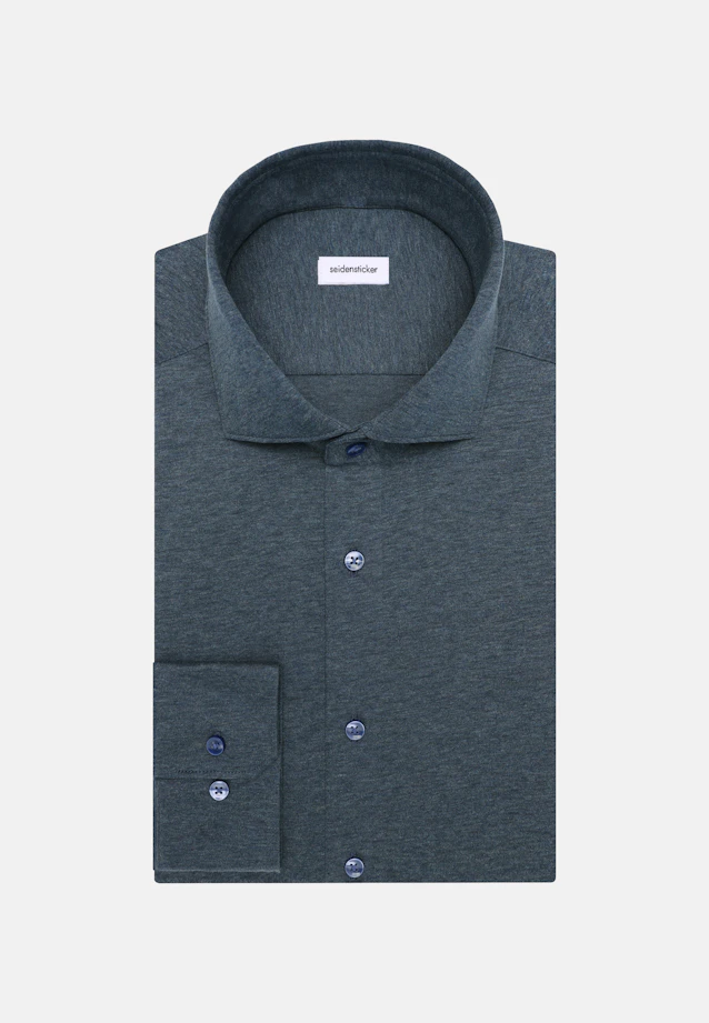 Slim Chemise en jersey Uni in Bleu Moyen |  Seidensticker Onlineshop