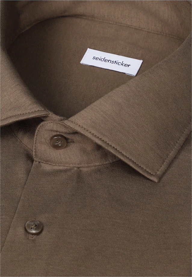 Slim Chemise en jersey Uni in Marron |  Seidensticker Onlineshop