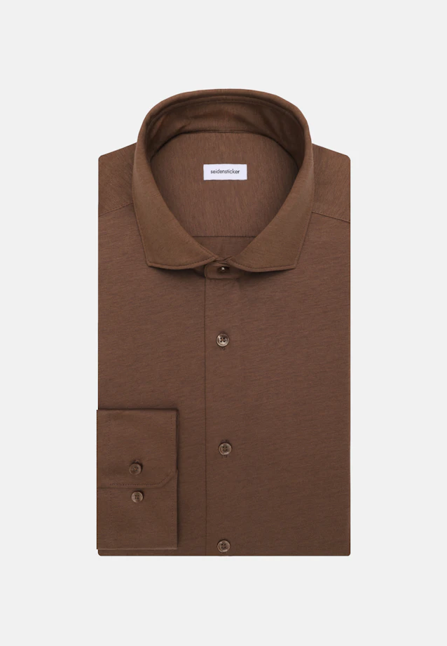 Slim Chemise en jersey Uni in Marron |  Seidensticker Onlineshop