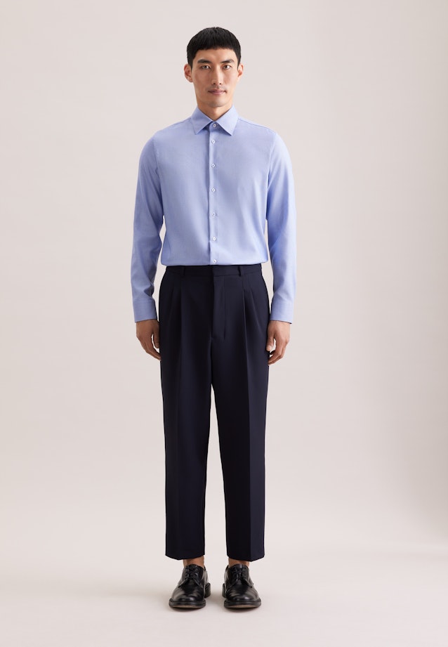 X-Slim Business Hemd Struktur in Mittelblau |  Seidensticker Onlineshop