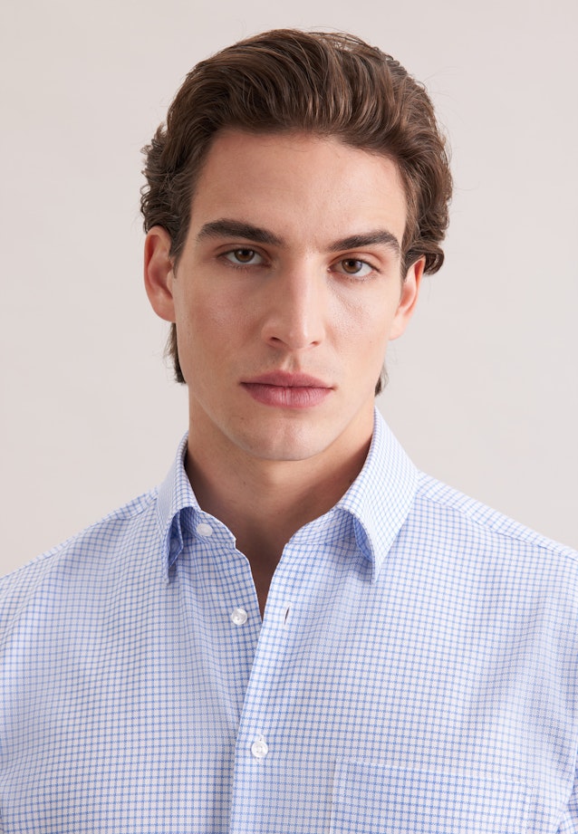 Regular Business Hemd Karo in Mittelblau |  Seidensticker Onlineshop