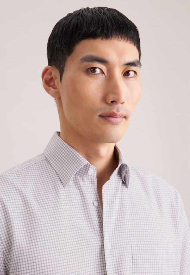 Comfort Business Hemd Karo in Beige |  Seidensticker Onlineshop