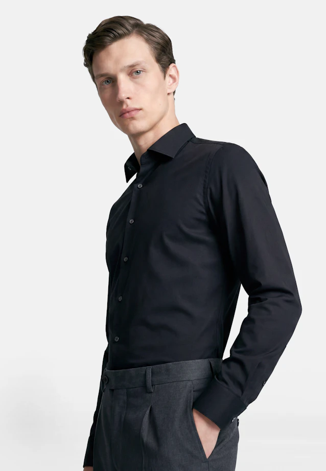 Slim Performance shirt Uni in Schwarz |  Seidensticker Onlineshop