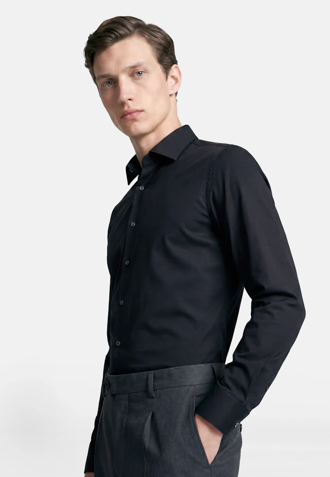 Slim Performance shirt Uni in Schwarz | Seidensticker online shop
