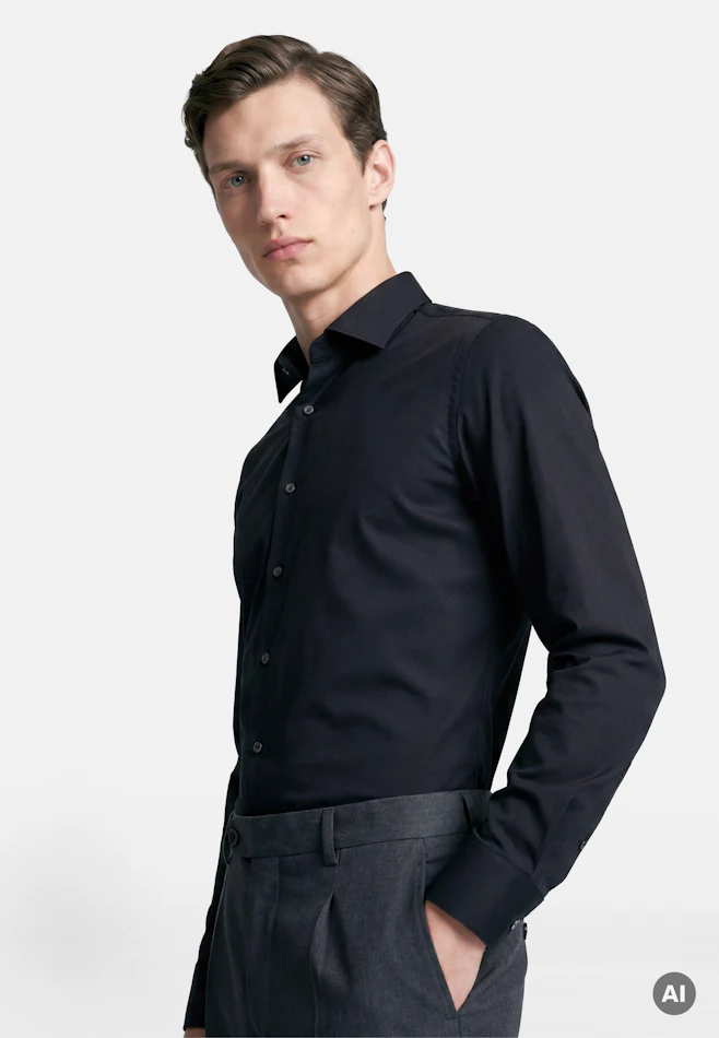 Slim Performance shirt Uni in Schwarz | Seidensticker online shop