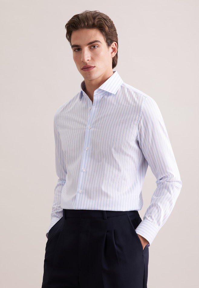 Shaped Business shirt Stripes in Hellblau | Seidensticker online shop