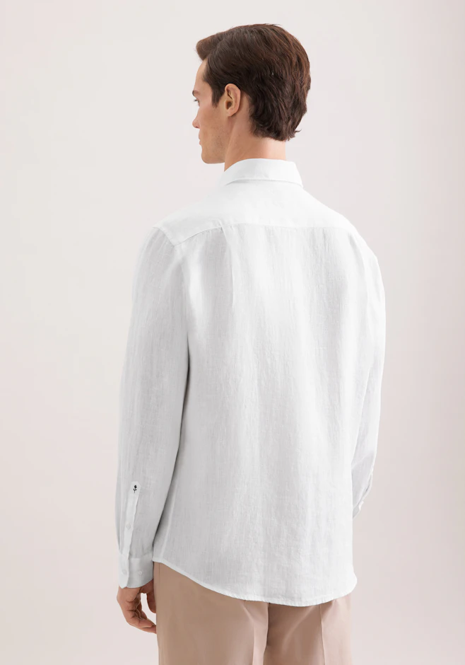 Regular Leinenhemd Uni in Weiß | Seidensticker Onlineshop