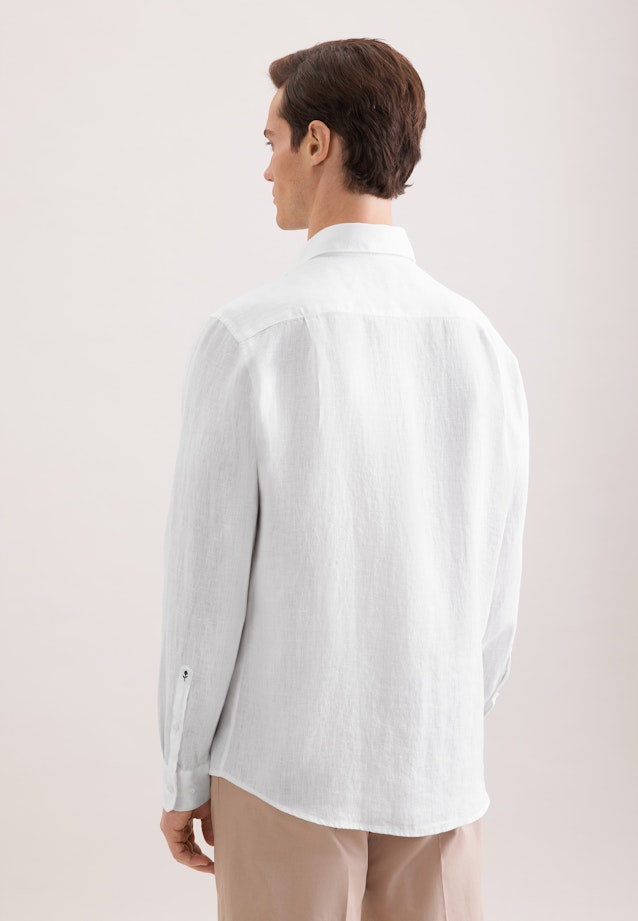 Regular Linen shirt Uni in Weiß |  Seidensticker Onlineshop