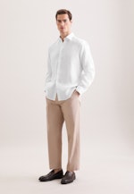 Regular Linen shirt Uni in Weiß |  Seidensticker Onlineshop