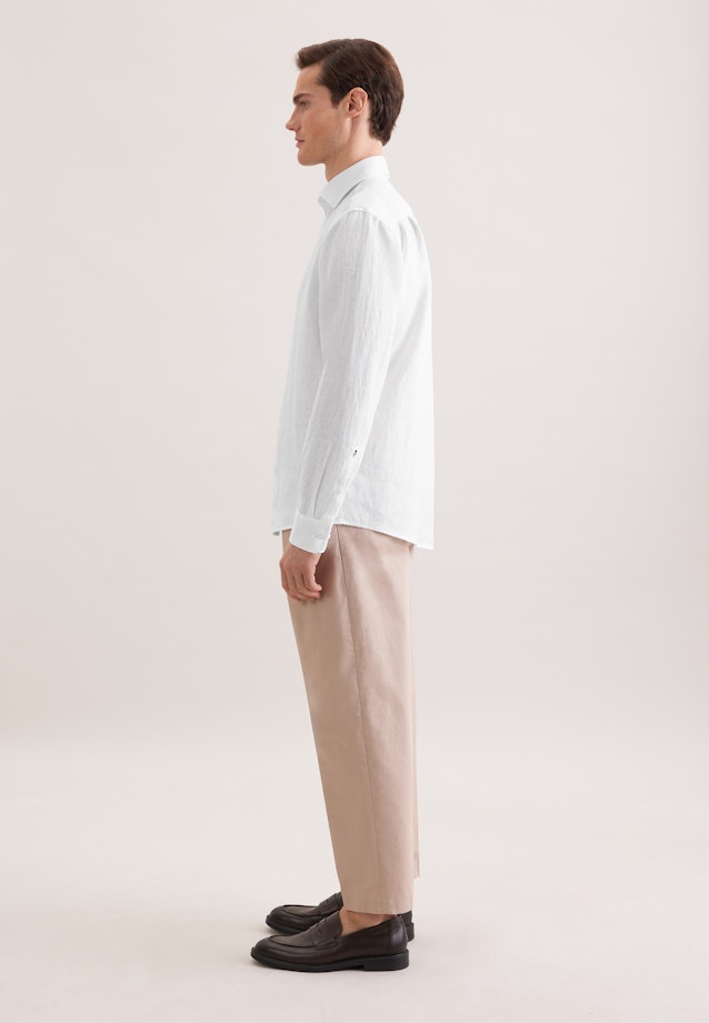 Regular Linen shirt Uni in Weiß |  Seidensticker Onlineshop