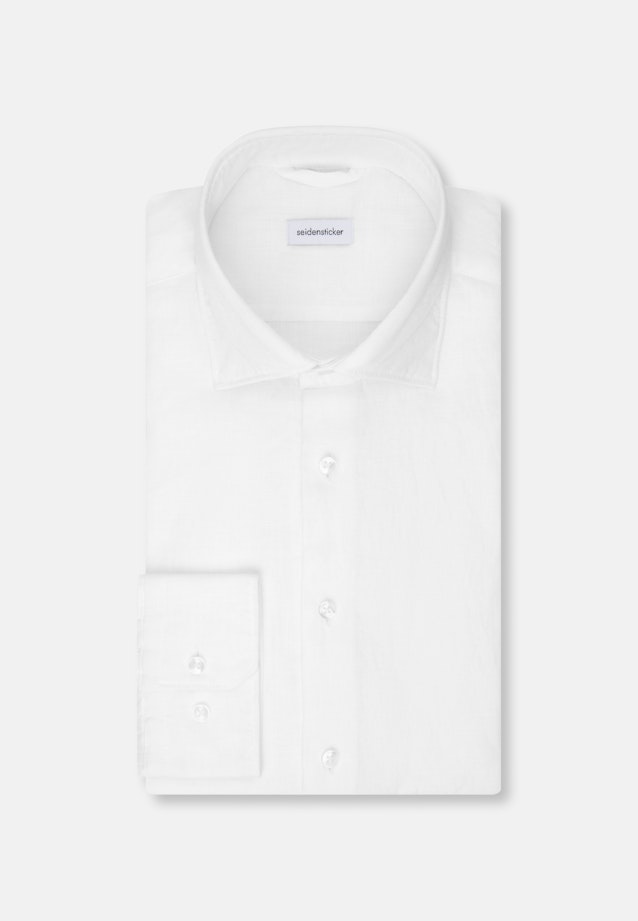 Regular Linen shirt Uni in Weiß |  Seidensticker Onlineshop