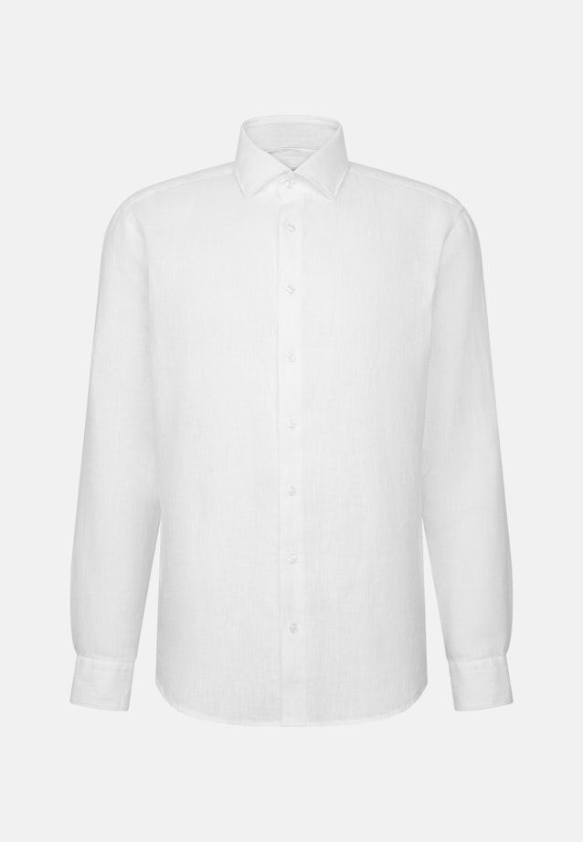 Regular Linen shirt Uni in Weiß |  Seidensticker Onlineshop