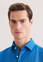 Regular Linen shirt Uni in Mittelblau |  Seidensticker Onlineshop