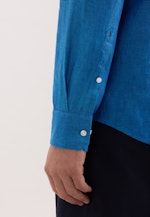 Regular Linen shirt Uni in Mittelblau |  Seidensticker Onlineshop