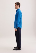 Regular Linen shirt Uni in Mittelblau |  Seidensticker Onlineshop