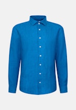Regular Linen shirt Uni in Mittelblau |  Seidensticker Onlineshop