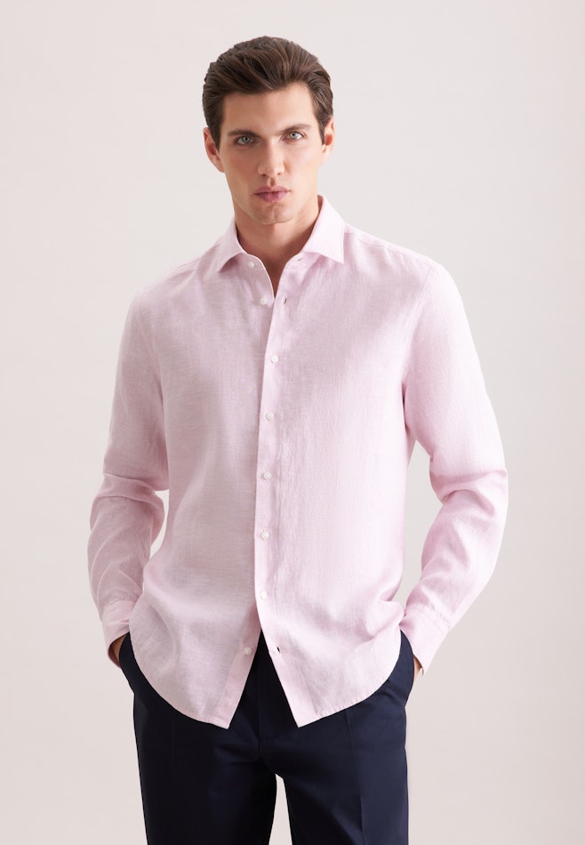 Regular Leinenhemd Uni in Rosa | Seidensticker Onlineshop