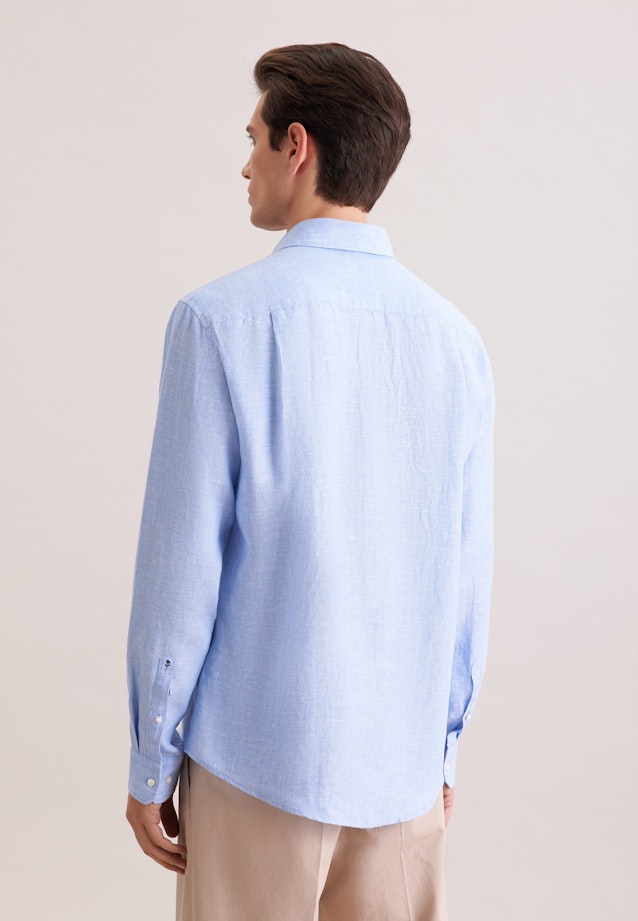 Regular Leinenhemd Uni in Mittelblau |  Seidensticker Onlineshop