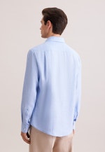 Regular Leinenhemd Uni in Mittelblau |  Seidensticker Onlineshop