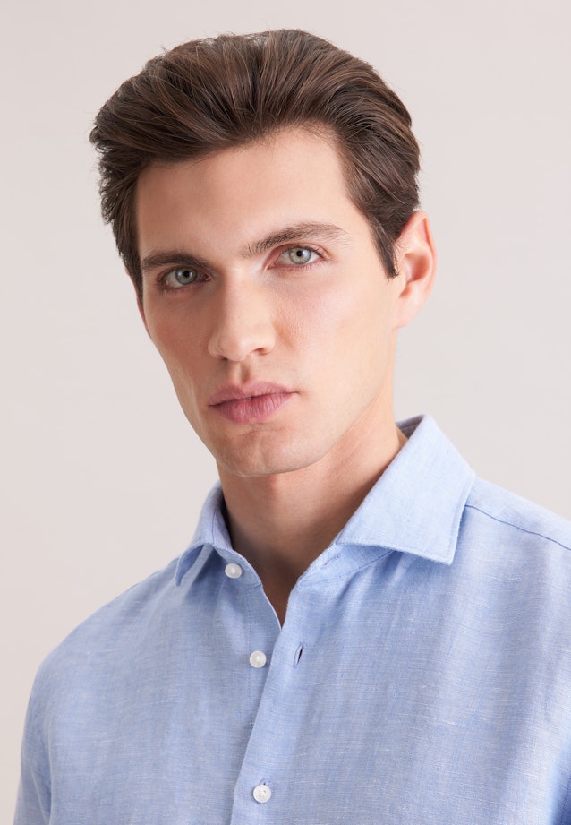 Regular Leinenhemd Uni in Mittelblau |  Seidensticker Onlineshop