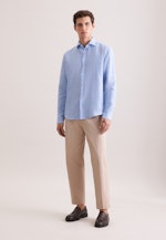 Regular Leinenhemd Uni in Mittelblau |  Seidensticker Onlineshop