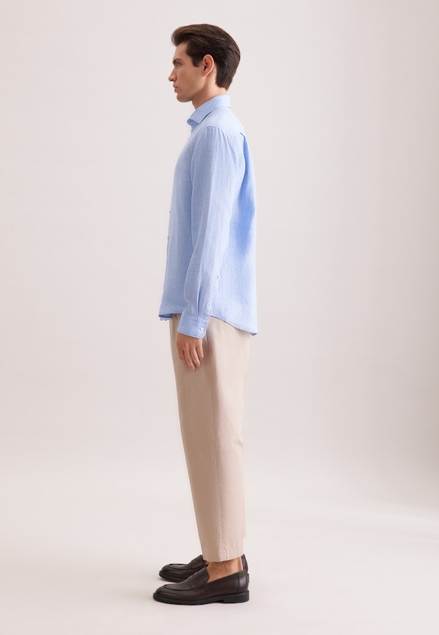 Regular Leinenhemd Uni in Mittelblau |  Seidensticker Onlineshop