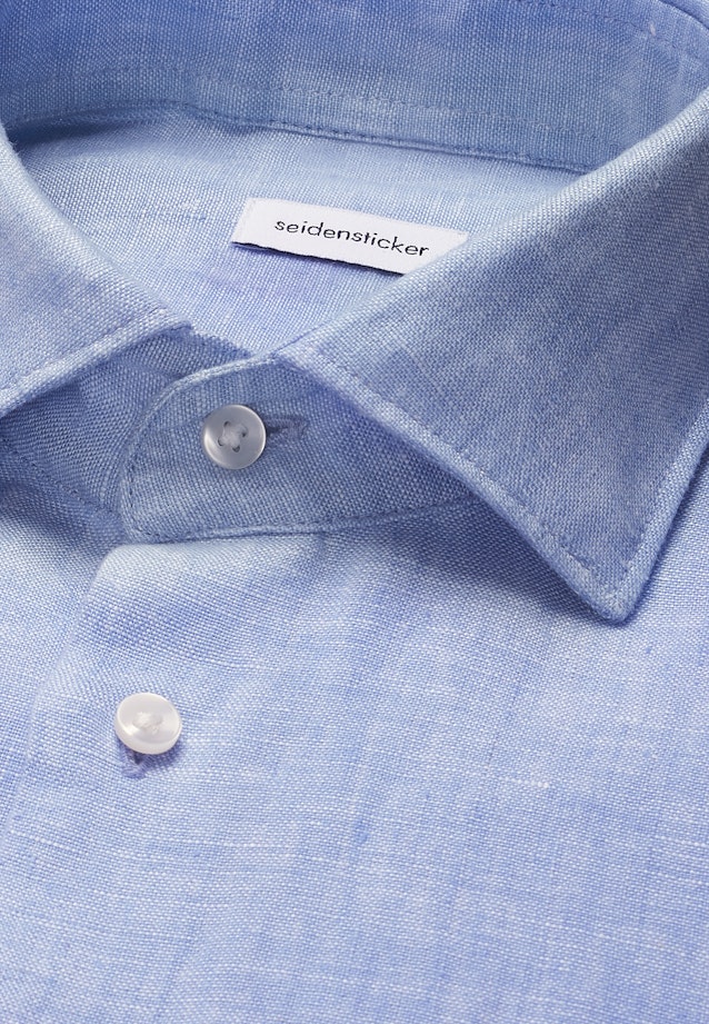 Regular Leinenhemd Uni in Mittelblau |  Seidensticker Onlineshop