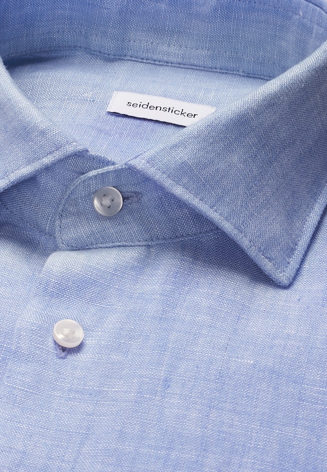 Regular Leinenhemd Uni in Mittelblau | Seidensticker Onlineshop
