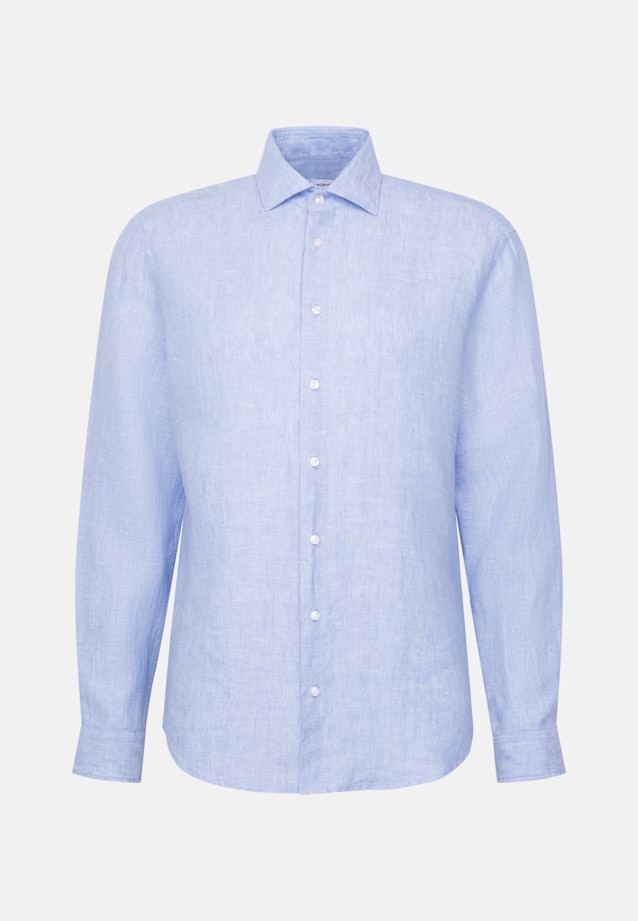 Regular Leinenhemd Uni in Mittelblau |  Seidensticker Onlineshop
