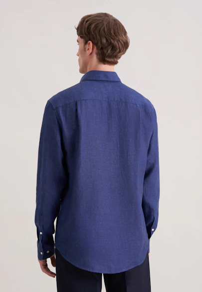 Regular Leinenhemd Uni in Dunkelblau |  Seidensticker Onlineshop