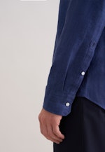 Regular Linen shirt Uni in Dunkelblau |  Seidensticker Onlineshop