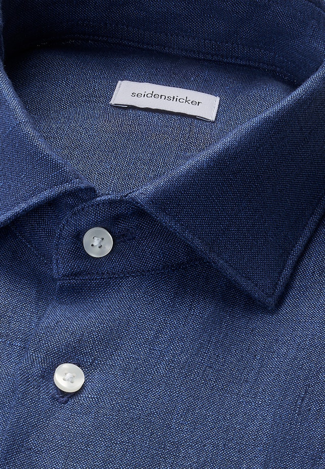 Regular Linen shirt Uni in Dunkelblau |  Seidensticker Onlineshop