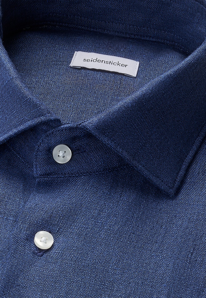 Regular Linen shirt Uni in Dunkelblau | Seidensticker online shop