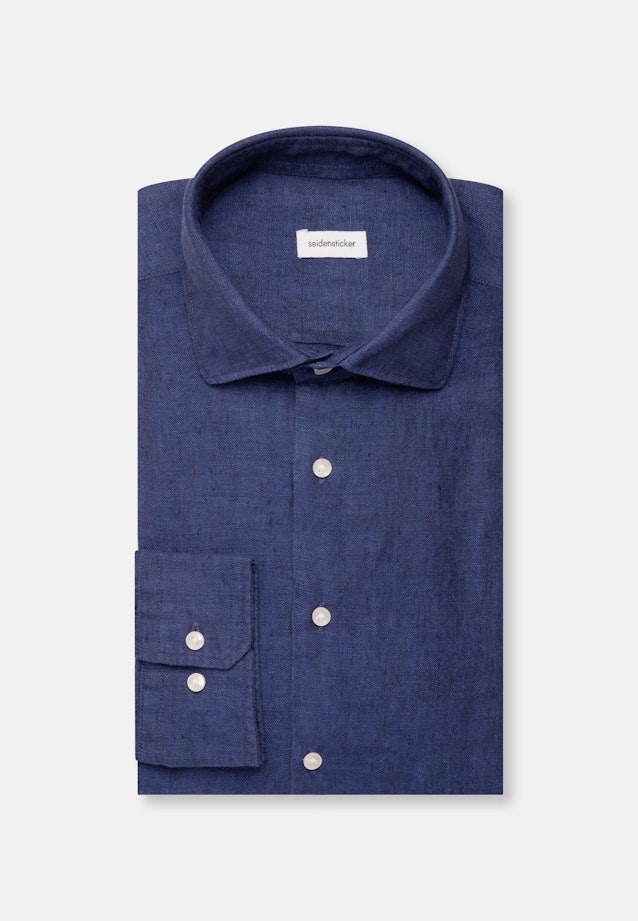 Regular Linen shirt Uni in Dunkelblau |  Seidensticker Onlineshop