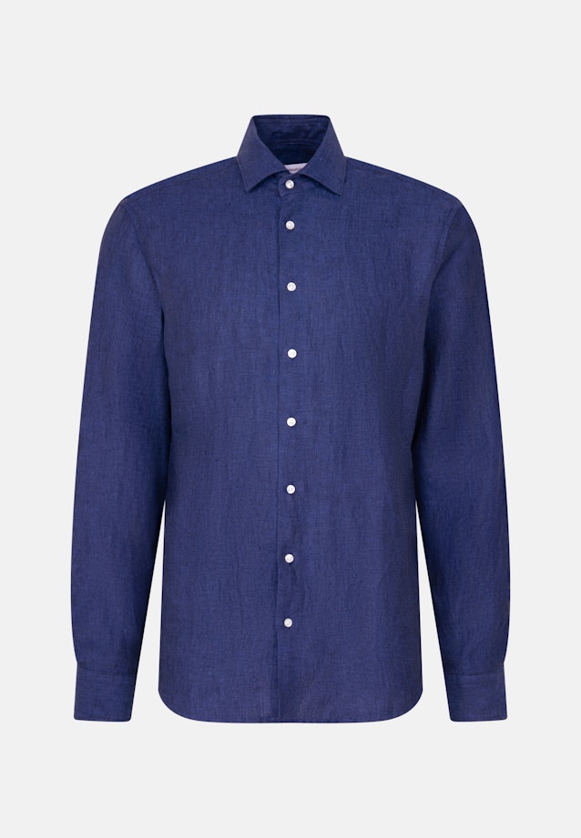 Regular Leinenhemd Uni in Dunkelblau |  Seidensticker Onlineshop