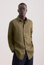 Regular Leinenhemd Uni in Grün |  Seidensticker Onlineshop