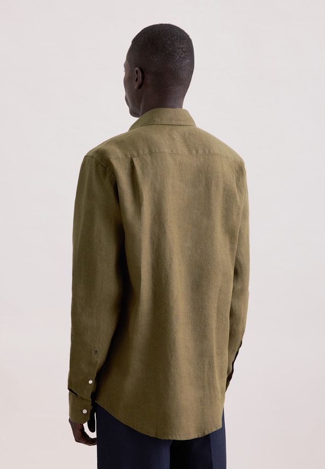 Regular Leinenhemd Uni in Grün |  Seidensticker Onlineshop